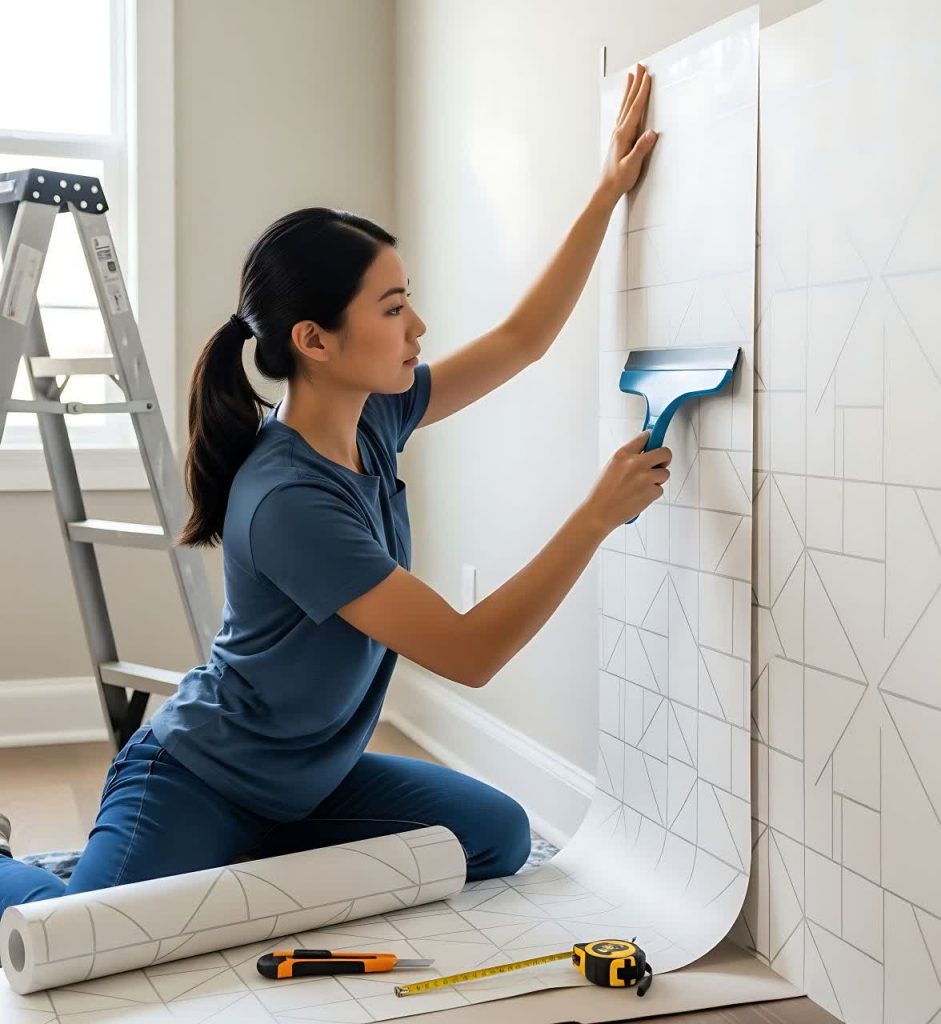 Installing easy-to-remove wallpaper in a rental apartment
